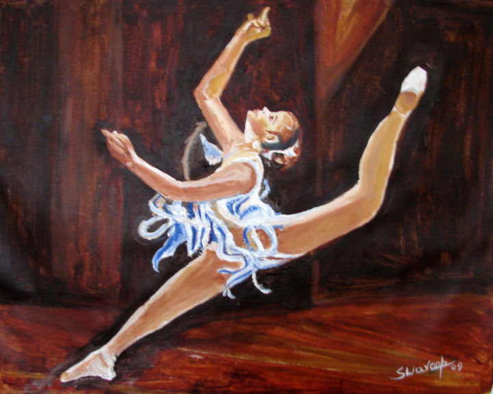 Schilderij getiteld "U.S BALLET DANCE-15" door Anandswaroop Manchiraju, Origineel Kunstwerk, Olie