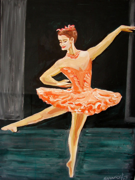 Schilderij getiteld "U.S BALLET DANCE-17" door Anandswaroop Manchiraju, Origineel Kunstwerk, Olie