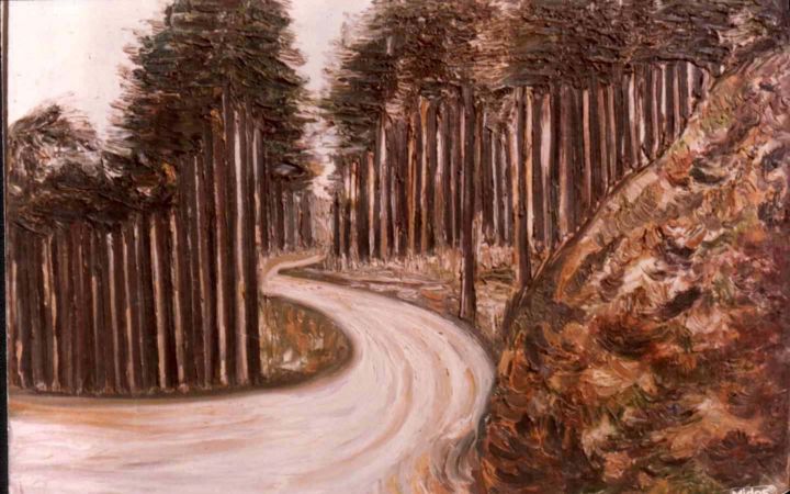 Painting titled "LONELY CURVE" by Anandswaroop Manchiraju, Original Artwork, Oil
