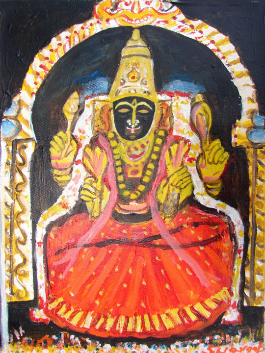 Pittura intitolato "DIETY-1" da Anandswaroop Manchiraju, Opera d'arte originale, Olio