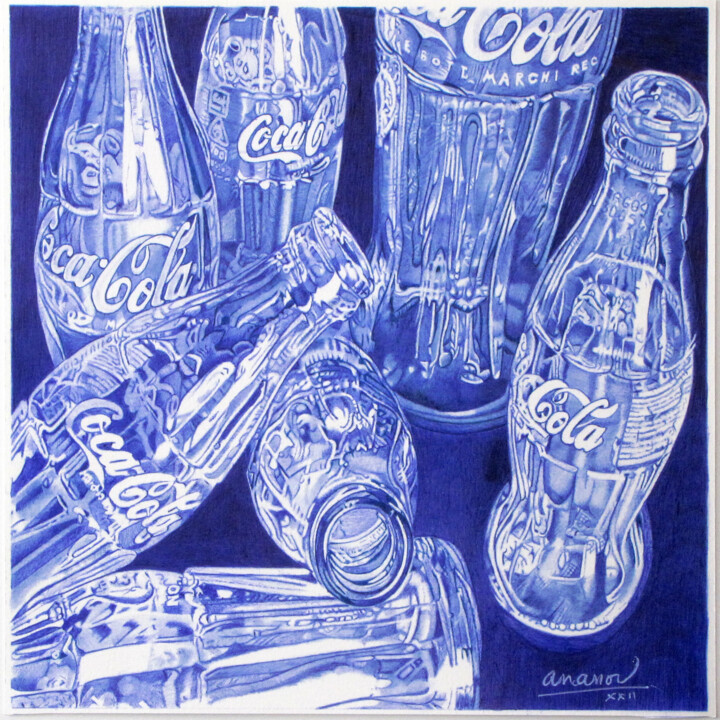 Drawing titled "Tas de Coca" by Ananou, Original Artwork, Ballpoint pen