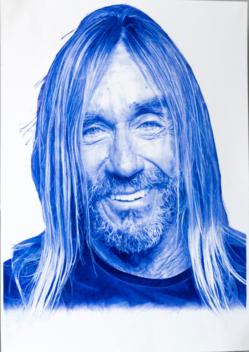 Tekening getiteld "Iggy Pop 2" door Ananou, Origineel Kunstwerk, Balpen