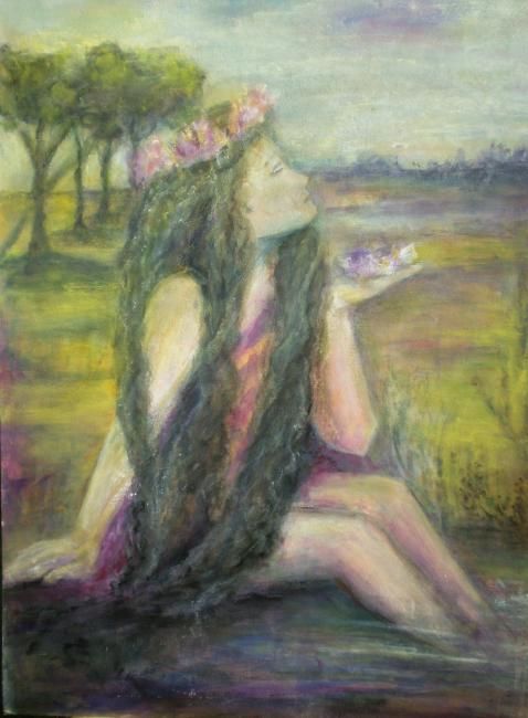 Painting titled "Ninfa" by Ana Celia Quintana, Original Artwork