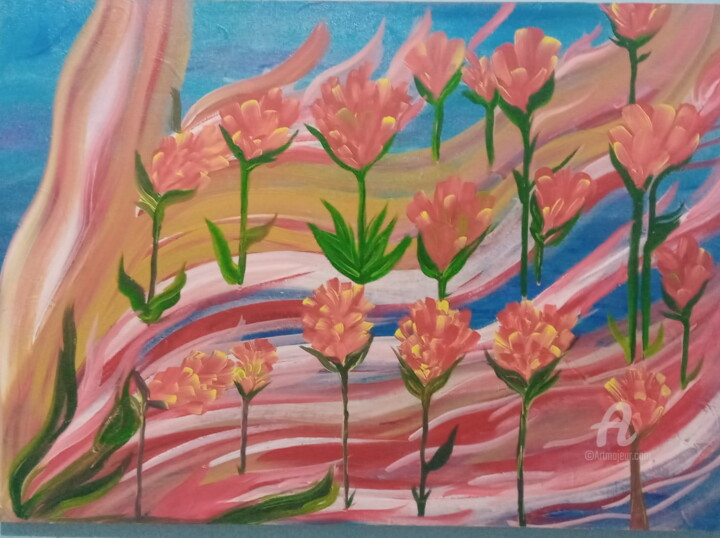 Pintura intitulada "Flores e cores" por Anarosa, Obras de arte originais, Acrílico