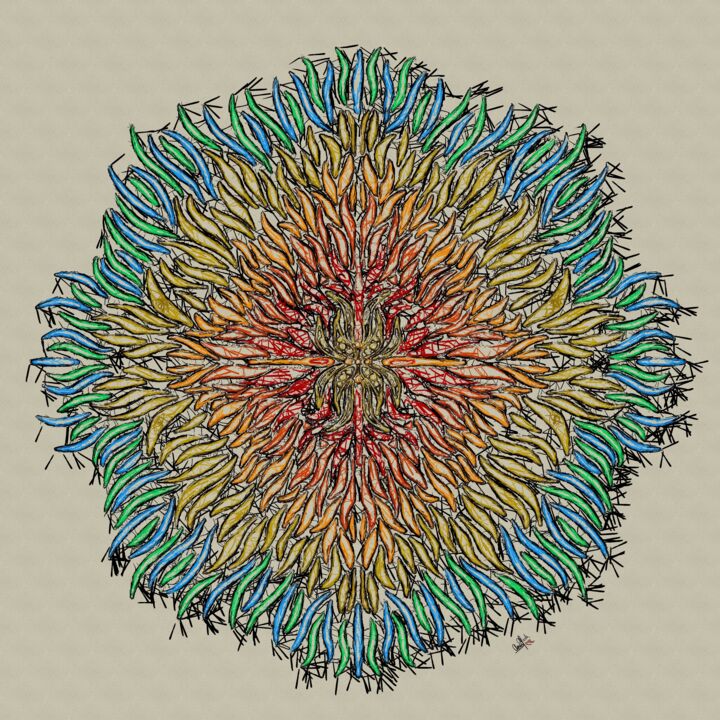 Arte digitale intitolato "Handcrafted Mandala" da Anas Afash, Opera d'arte originale, Pittura digitale