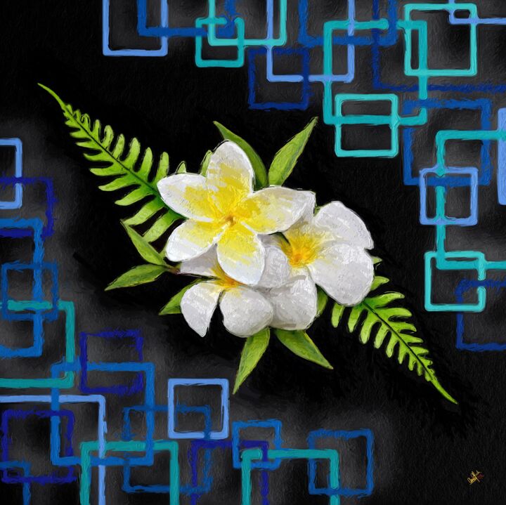 Arte digitale intitolato "White Lilies in Spa…" da Anas Afash, Opera d'arte originale, Pittura digitale