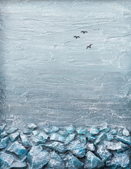 Pintura titulada "Turquoise coast and…" por Anastacia Gaikova, Obra de arte original, Acrílico