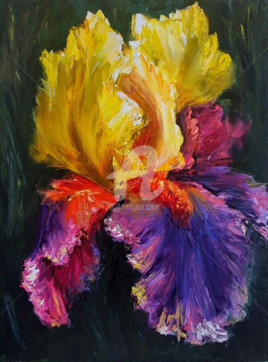 Peinture intitulée "OIL PAINTING FLOWER…" par Anastasia Akunina, Œuvre d'art originale, Huile