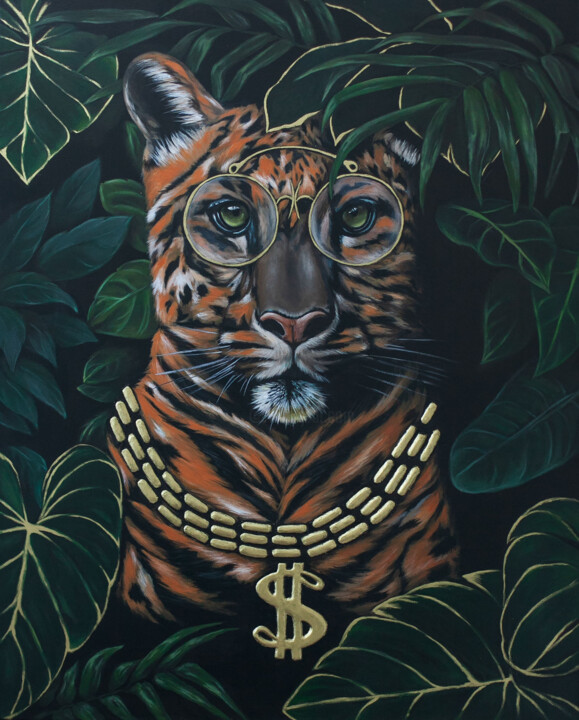 绘画 标题为“Dollar Leopard” 由Anastasia But, 原创艺术品, 丙烯