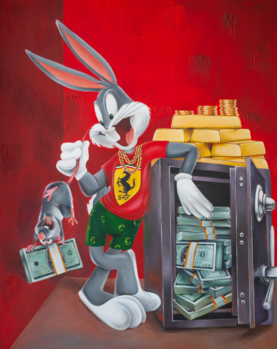 Painting titled "Bugs Bunny and the…" by Anastasia But, Original Artwork, Acrylic