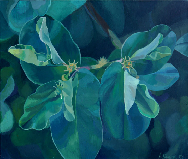Pintura intitulada "The foliage" por Anastasia Chernysheva, Obras de arte originais, Acrílico Montado em Armação em madeira
