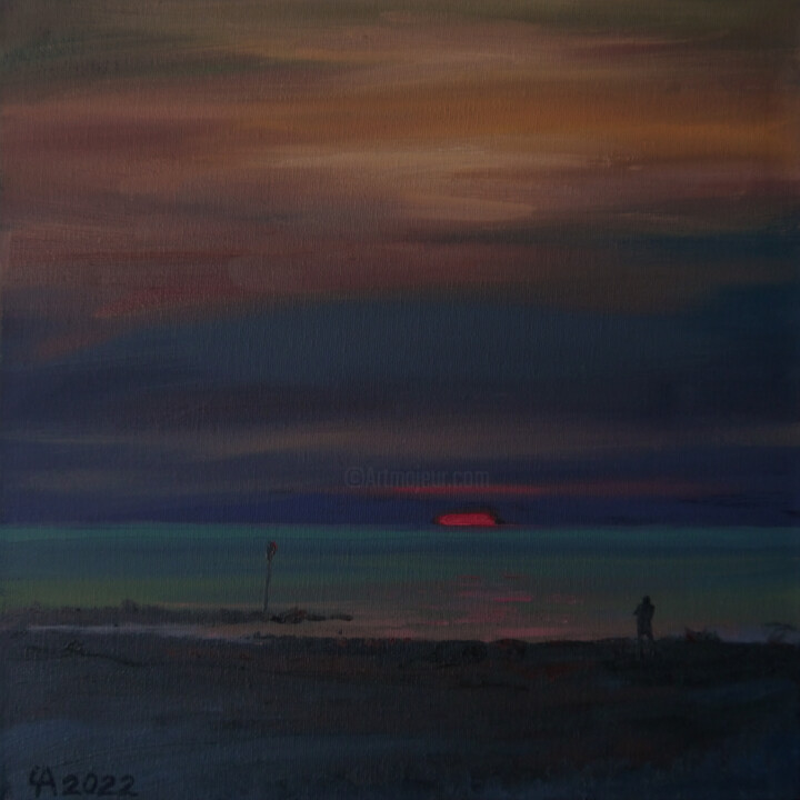 Painting titled "Dark sunset in Sche…" by Anastasia Chernysheva, Original Artwork, Oil