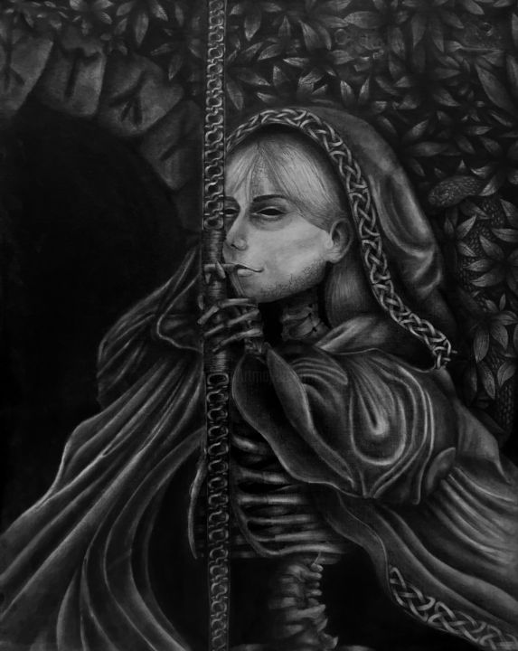 Drawing titled "Momento Mori" by Anastasia Copella, Original Artwork, Pencil