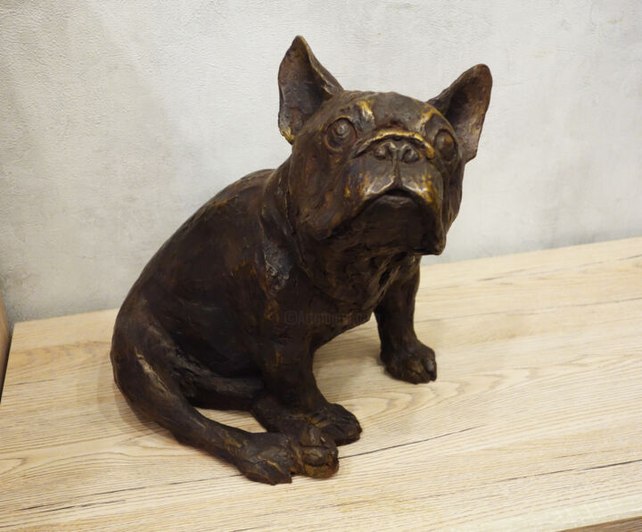 Escultura intitulada "French Bulldog" por Anastasiia Ezhova, Obras de arte originais, Bronze