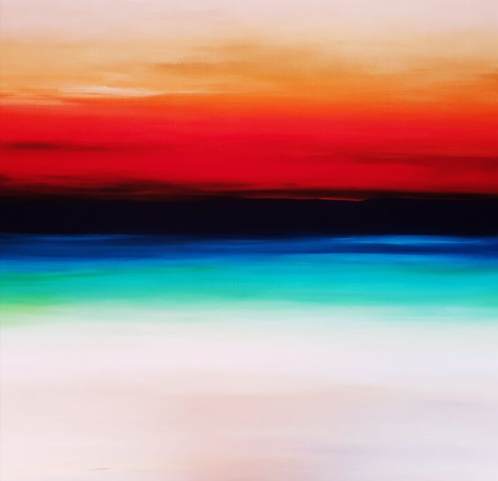 Malarstwo zatytułowany „Sunset” autorstwa Anastasia Gehring, Oryginalna praca, Akryl Zamontowany na Drewniana rama noszy