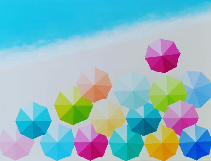 Painting titled "Paradise beach reso…" by Anastasia Gehring, Original Artwork, Acrylic Mounted on Wood Stretcher frame