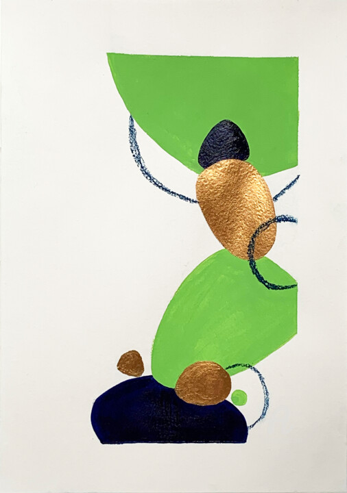 Dessin intitulée "Ordinary mini-Blue…" par Anastasia Grik, Œuvre d'art originale, Acrylique