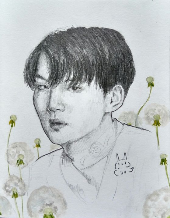 Painting titled "BTS - SUGA (Kpop)" by Ponponmil, Original Artwork