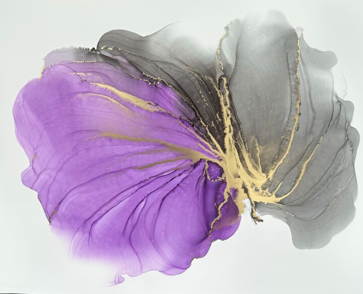 Ζωγραφική με τίτλο "Abstract Flower 2" από Anastasia Matas, Αυθεντικά έργα τέχνης, Μελάνι