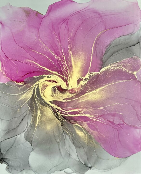 "Abstract Flower Bla…" başlıklı Tablo Anastasia Matas tarafından, Orijinal sanat, Mürekkep
