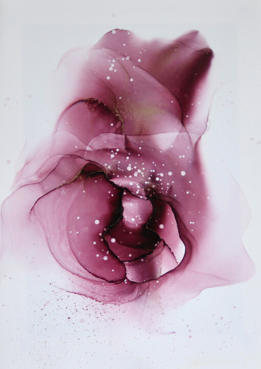 Painting titled "Rose Dreamscape ori…" by Anastasia Ozlu, Original Artwork, Ink