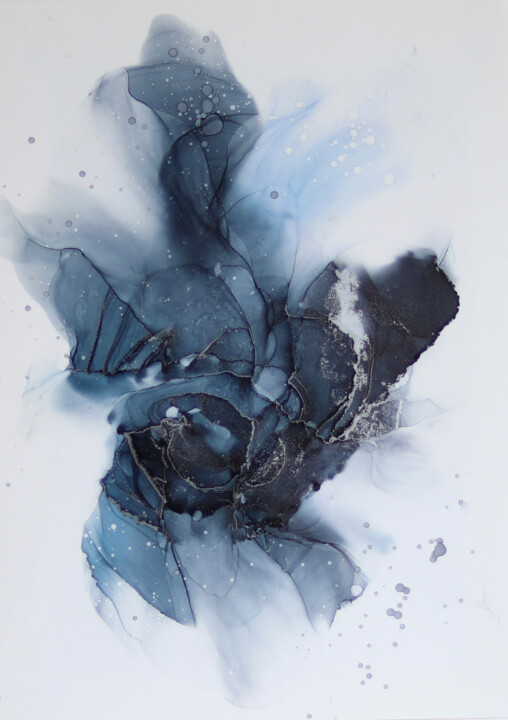 Pintura intitulada "Blue Sweet Pea abst…" por Anastasia Ozlu, Obras de arte originais, Tinta