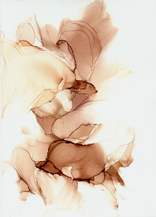 Peinture intitulée "Walnut Whirlwind" par Anastasia Ozlu, Œuvre d'art originale, Encre