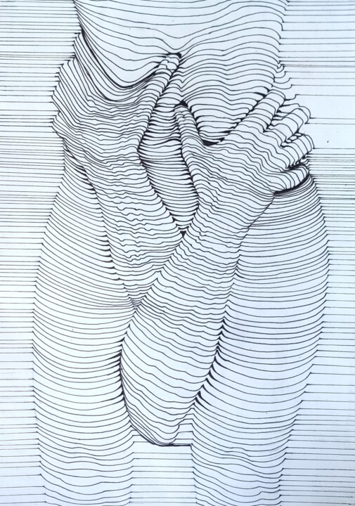 Peinture intitulée "Во власти страсти" par Anastasiia Rogova, Œuvre d'art originale, Marqueur Monté sur Carton