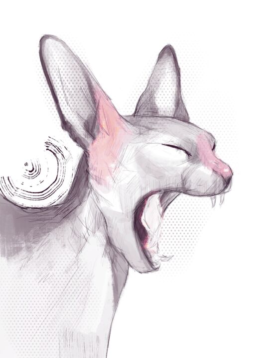 Arte digitale intitolato "Screaming cat" da Anastasia Semenova, Opera d'arte originale, Pittura digitale