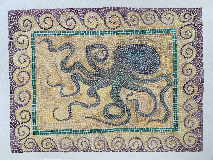 "Mosaic octopus" başlıklı Tablo Anastasia Tokdemir tarafından, Orijinal sanat, Jel kalem