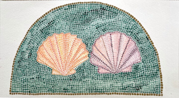 "Two mosaic seashells" başlıklı Tablo Anastasia Tokdemir tarafından, Orijinal sanat, Suluboya