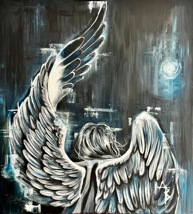 Pintura titulada "Celestial Messenger" por Anastasia Valter, Obra de arte original, Oleo Montado en Bastidor de camilla de m…