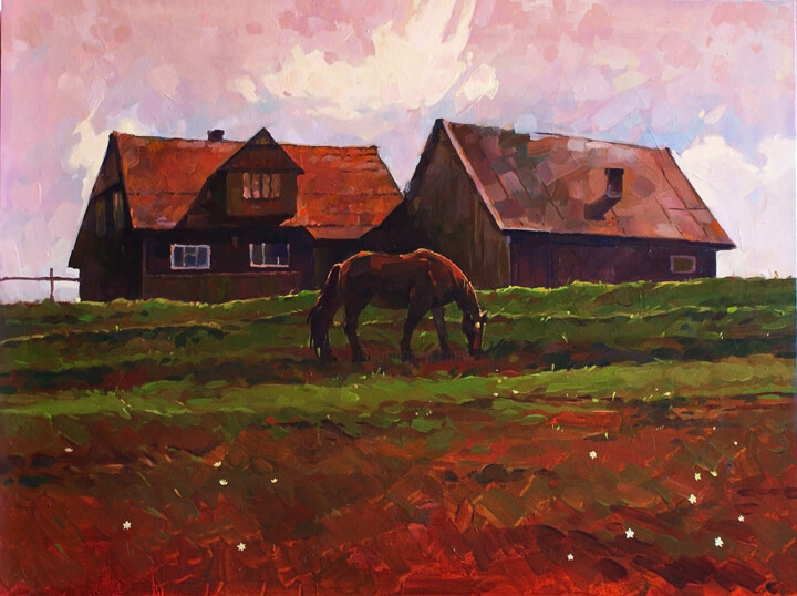 Painting titled "Quiet evening" by Anastasia Yarosevitch, Original Artwork, Oil Mounted on artwork_cat.