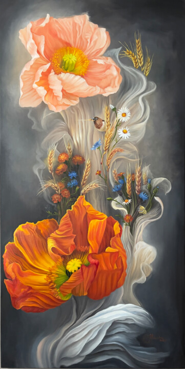 Картина под названием "Soul of Ukraine" - Anastasiia Alekhina, Подлинное произведение искусства, Масло Установлен на Деревян…