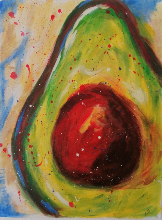 Schilderij getiteld "Avocat/Avokado" door Anastasiia Beliaeva, Origineel Kunstwerk, Acryl