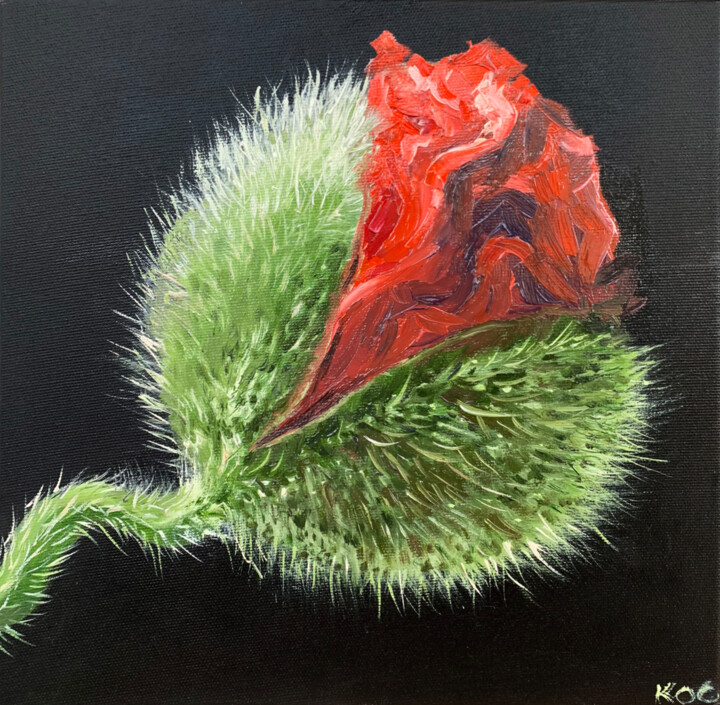 Schilderij getiteld "Poppy" door Anastasiia Kos (Androshchuk), Origineel Kunstwerk, Olie