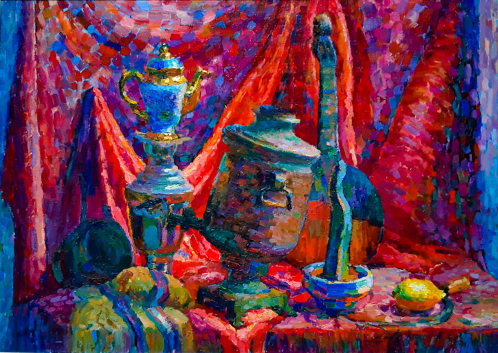 "Red Colours" başlıklı Tablo Anastasiia Kurkova tarafından, Orijinal sanat, Petrol Ahşap Sedye çerçevesi üzerine monte edilm…