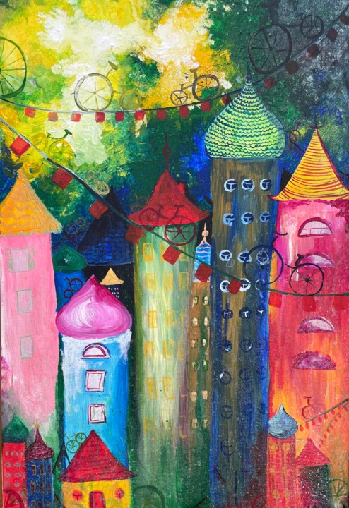 Painting titled "Diverse Dreamscape" by Anastasiia Lodde, Original Artwork, Acrylic