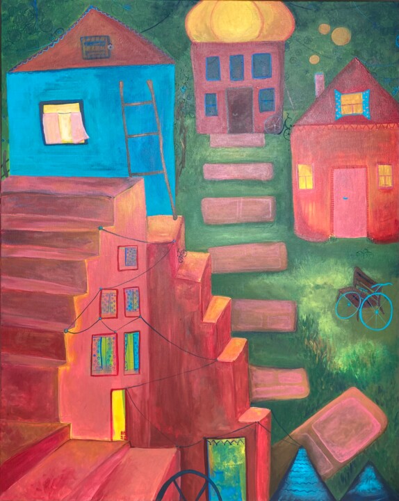 Painting titled "Home" by Anastasiia Lodde, Original Artwork, Acrylic