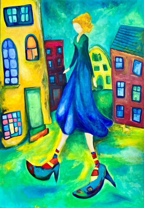 Pintura titulada "Enchanted Heels" por Anastasiia Lodde, Obra de arte original, Acrílico