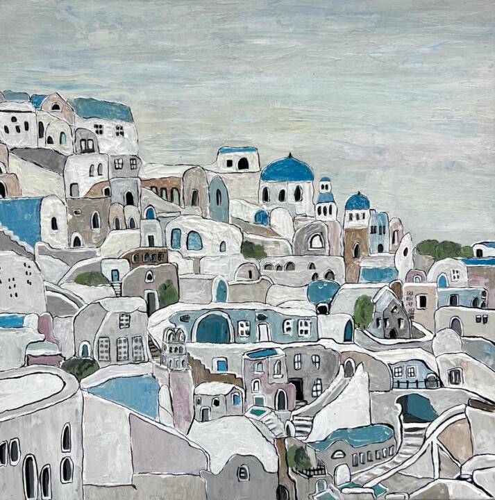 Painting titled "SANTORINI" by Anastasiia Nadyrova, Original Artwork, Acrylic