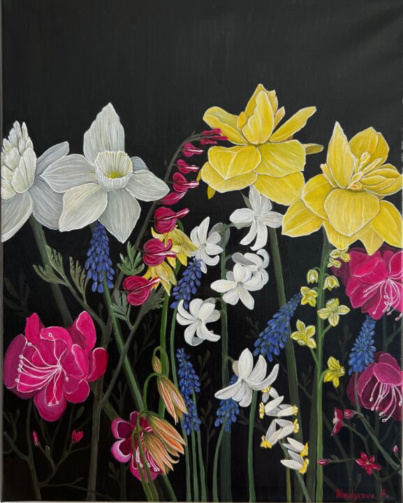 Schilderij getiteld "SPRING FLORAL" door Anastasiia Nadyrova, Origineel Kunstwerk, Acryl