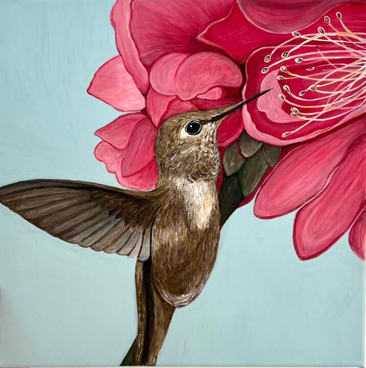 Peinture intitulée "Hummingbird" par Anastasiia Nadyrova, Œuvre d'art originale, Acrylique