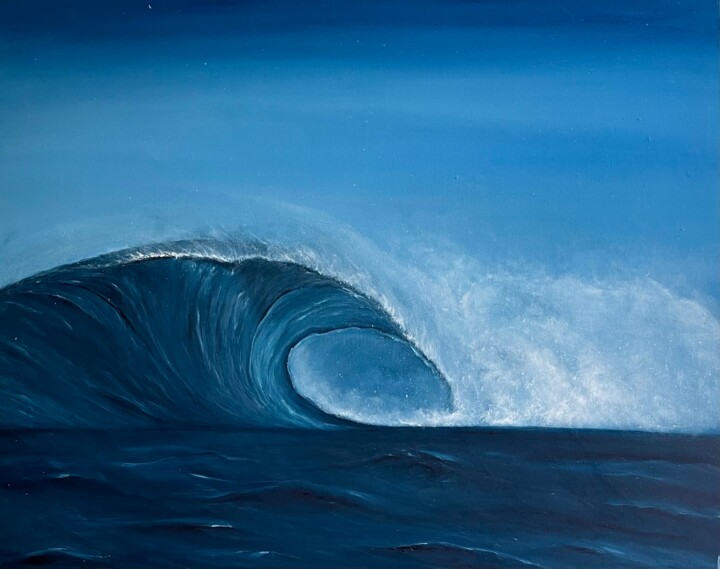 Malerei mit dem Titel "The Wave" von Anastasiia Novitskaya, Original-Kunstwerk, Öl Auf Keilrahmen aus Holz montiert