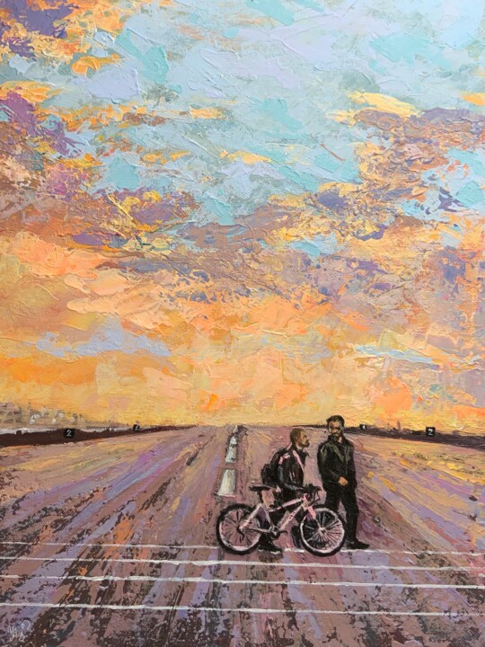 Schilderij getiteld "At sunset" door Anastasiia Ulle, Origineel Kunstwerk, Acryl