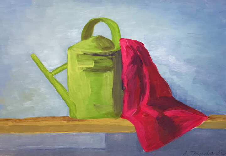 Peinture intitulée "STILL LIFE WITH WAT…" par Anastasija Terskiha, Œuvre d'art originale, Gouache