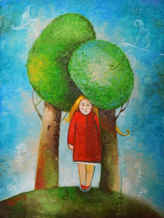 Картина под названием "Дзяўчынка" - Anastasiya Balysh, Подлинное произведение искусства