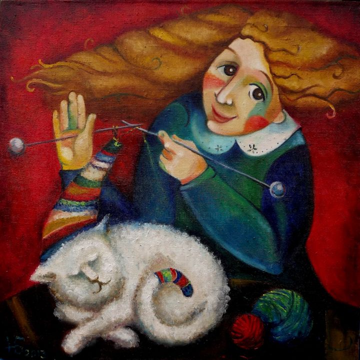 Картина под названием "100-wool" - Anastasiya Balysh, Подлинное произведение искусства, Масло