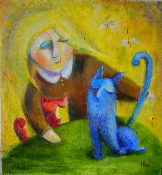 Картина под названием "Коты-хвосты" - Anastasiya Balysh, Подлинное произведение искусства