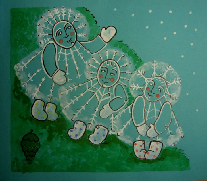 Рисунок под названием "Снежинки" - Anastasiya Balysh, Подлинное произведение искусства